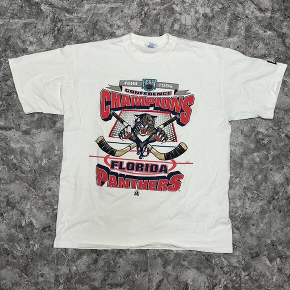 Vtg Florida Panthers Starter T Shirt Sz Large NHL Hockey 1996 Champs READ - Picture 1 of 11